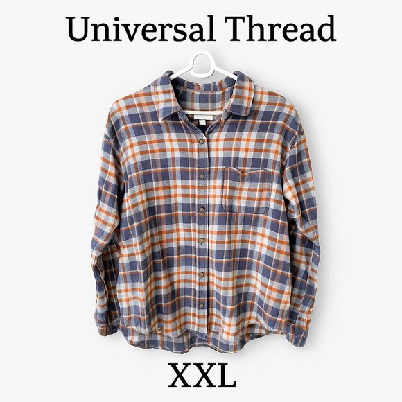 Universal Thread Tops - Universal Thread Plaid Button-Down Shirt – Size XXL